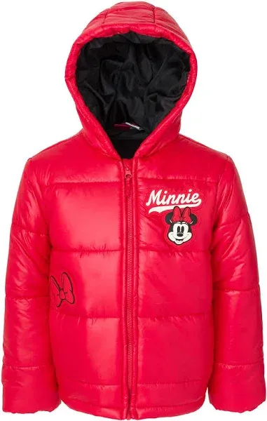 Disney Minnie Mouse Girls Zip Up Puffer Jacket