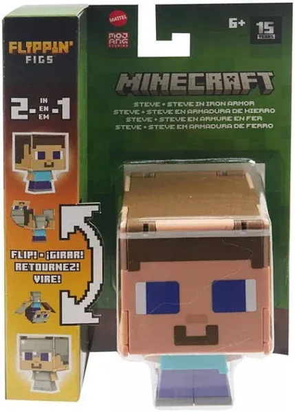 Minecraft Minecraft Flippin' Figs Steve in Iron Armor Action Figure