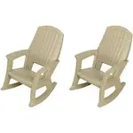 Semco Plastics Rockaway Heavy-Duty Outdoor Rocking Chair, Tan (2 Pack)