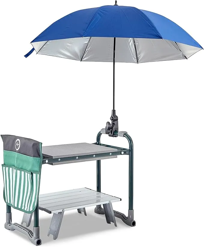 SteveZen Garden Kneeler Seat Bench-Foldable-Saves Your Back and Knees! Extras Included-Sunshade Umbrella