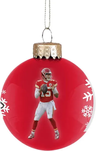 FOCO Kansas City Chiefs Patrick Mahomes Glass Ball Christmas Ornament