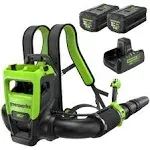 80V 800CFM Cordless Battery Dual Port Backpack Blower w/ (2) 5Ah Battery & Dual Port Rapid Charger