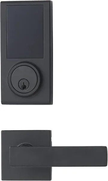 Amazon Basics Grade 3 Electronic Touchscreen Deadbolt Door Keypad Lock with Passage Lever, Matte Black, 133mm H UPPPER x 65.3mm H Lower