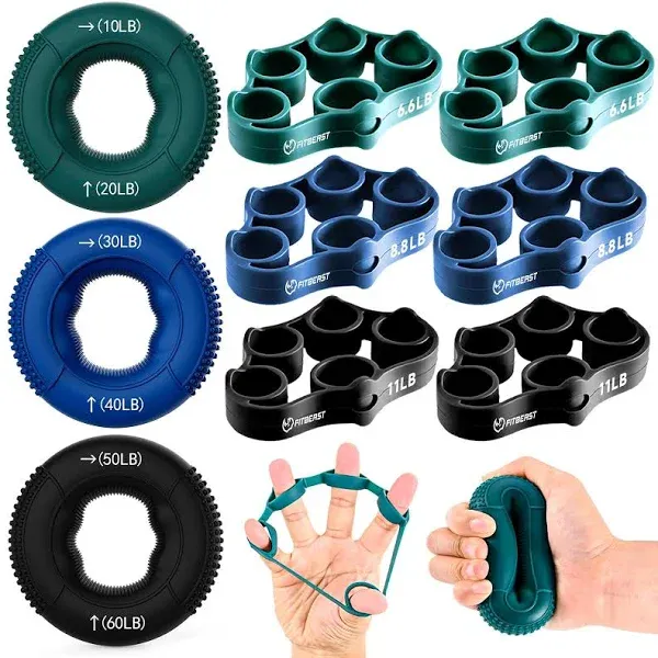 FitBeast All-in-One 9pcs Grip Strength Trainer Rehabilitation Set