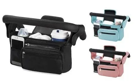 Universal Stroller Organizer with Insulated Cup Holder and Detachable Phone Bag