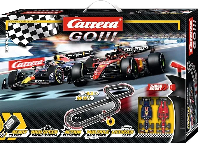 Carrera GO!!! Electric Powered Slot Car Racing Kids Toy Race Track Set 1:43 Scale, Flying Lap