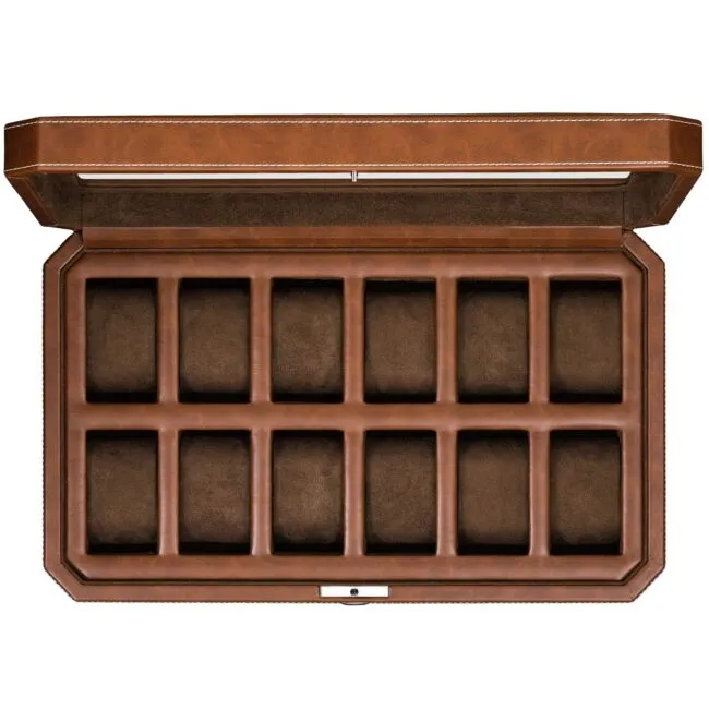 12 Slot Leather Watch Box - Luxury Watch Case Display Organizer, Microsuede L...