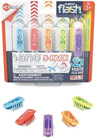 Hexbug Nano 5 Pack 4 Nano Bugs with Bonus Flash Nano Sensory Toys for Kids & Cats