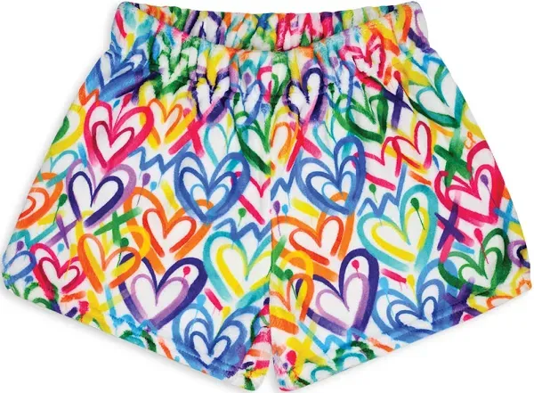 iscream + Corey Paige Designs Big Girls Fun Print Silky Soft Plush Shorts - Live Brightly Collection