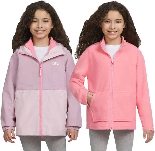 Eddie Bauer 3-in-1 Jacket Girls 7/8 (Small) Pink Salmon Pink Youth Lightweight