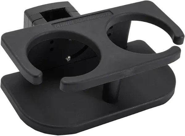 Extreme Max 3005.5695 Adjustable 2-Drink Mug Cup & Can Holder for Horizontal and Vertical Square Pontoon Rails - Black