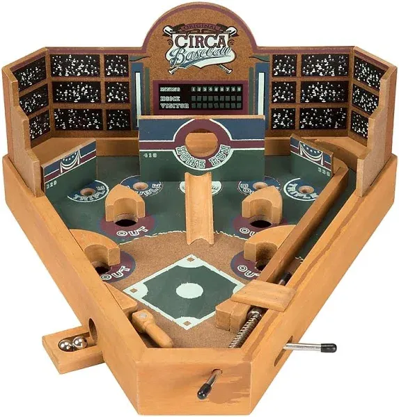 Baseball Pinball Tabletop Skill Game - Classic Miniature Wooden Retro Sports