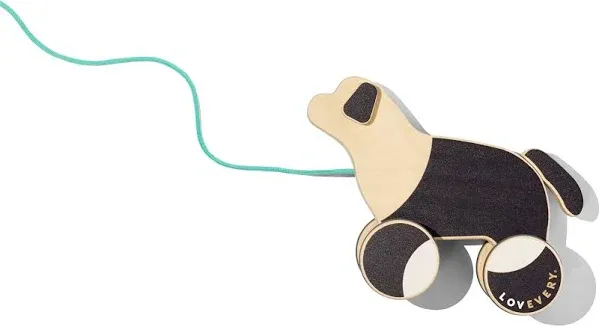 |The Pull Pup | Wooden Push Pull Toy, Black/White/Na<wbr/>tural Wood, Sustainable Toy 