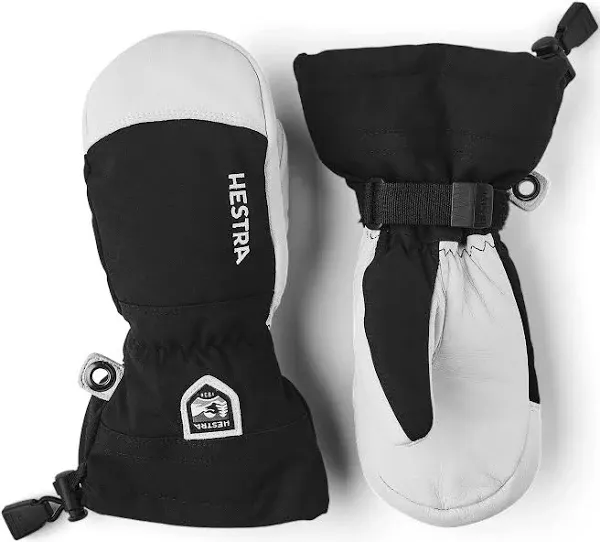 Hestra Army Leather Heli Ski Junior Mitt (Youth 4-13yrs) | Waterproof, Insulated Classic Kids Snow Mittens I Ski & Snow Play