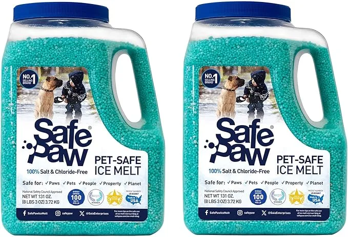 Safe Paw 8 lb Salt and Chloride Free Child Pet Safe Snow Ice Melt (2 Pack)