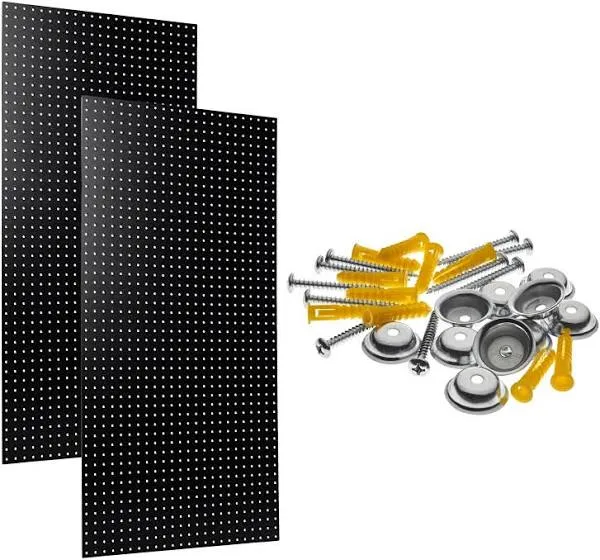 Triton Products Sturdy Pegboard High-Density Fiberboard 24&#034;H x 42&#034;W 2-Pack Black