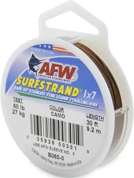 AFW Surfstrand Bare 1x7 Stainless Steel Leader Wire