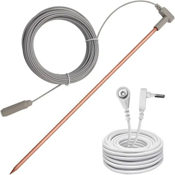 Copper Grounding Rod with 40ft Female Ground Cord Portable Ground Rod Kit 1Pck