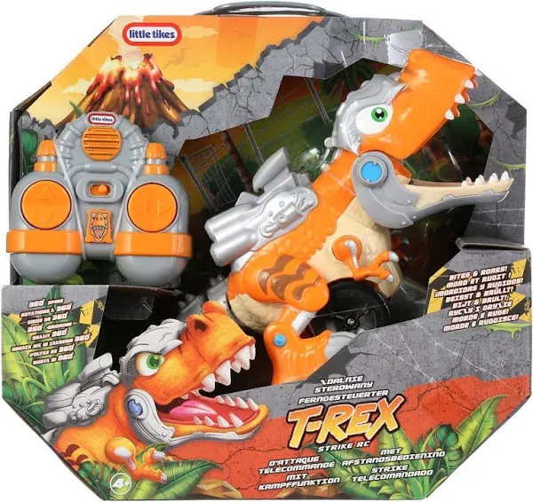 Little Tikes T-Rex Strike RC Remote Control Chompin' Dinosaur Toy Vehicle Car with Full 360 Degree Spins That Roars, Plays Music and SFX- Gifts for Kids, Toys for Boys & Girls Ages 4 5 6+ Years Old