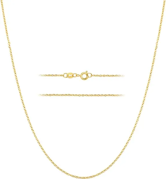 24k Gold Cable Chain Necklace with Spring Ring Clasp