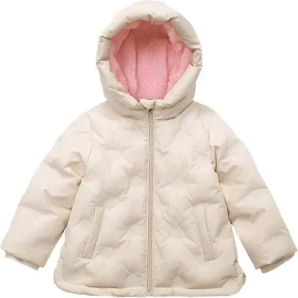 Baby Girls' Water-Resistant  Fleece Lined Heart Puffer Jacket for Newborn Infant Toddler (6-24M, 2T-5T)