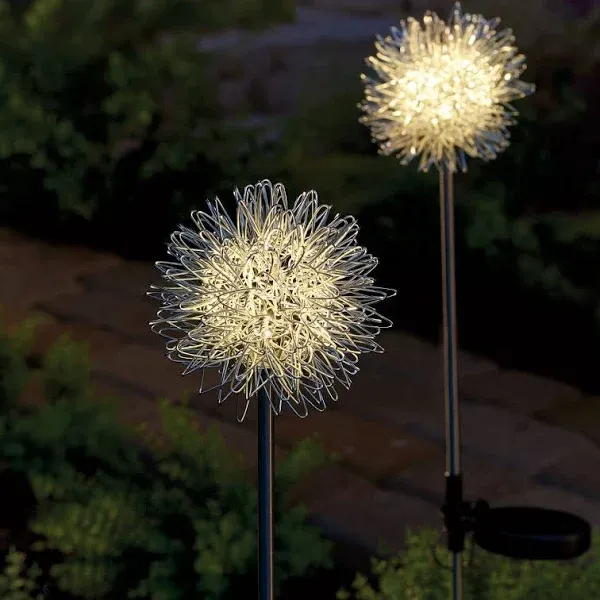 Art & Artifact Dandelion Garden Stakes Set of 2 LED Solar Flower Lights