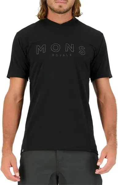 Mons Royale Men's Redwood Enduro VT Short Sleeve Jersey (Retro Red / Black / Walnut)