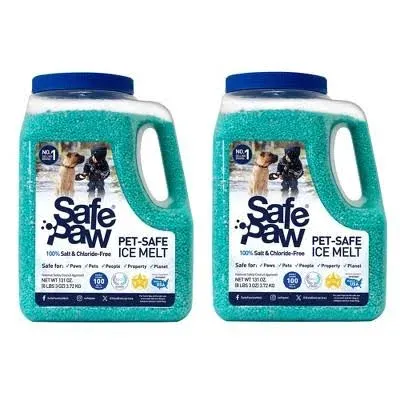 Safe Paw 8 lb Salt and Chloride Free Child Pet Safe Snow Ice Melt (2 Pack)