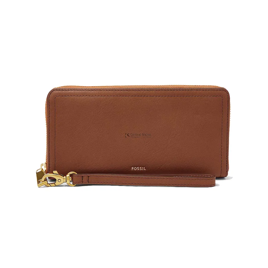 Fossil Women's Logan Leather Zip Around Clutch Wallet