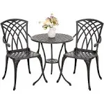 Nuu Garden 3 Piece Cast Aluminum Patio Bistro Set