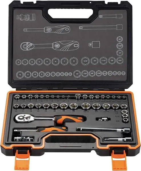 Kendo 42-Pieces 3/8'' & 1/4” Dr. Ratchet Socket Wrench Set