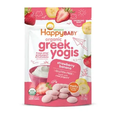 Happy Baby Organic Greek Yogis Freeze-Dried Greek Yogurt & Fruit Snacks Strawberry Banana