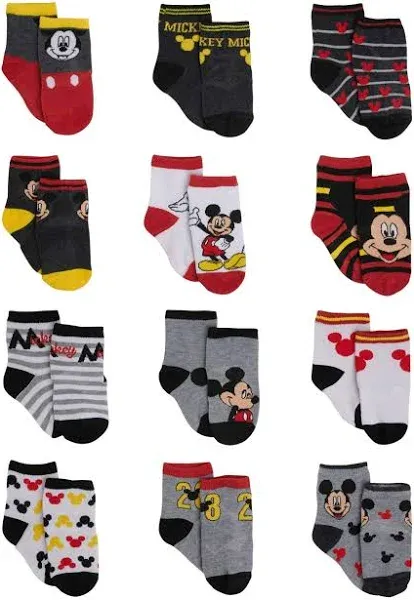 Disney Baby Boys Mickey Mouse Socks (12 Pack)