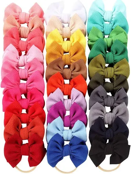 cinaci 30 Pack Super Stretchy Nylon Headbands with Big Bow