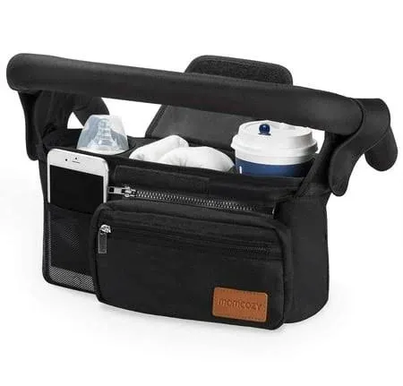 Universal Stroller Organizer with Insulated Cup Holder, Detachable Phone Bag, and Shoulder Strap