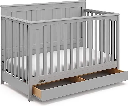 Graco Hadley 4-in-1 Convertible Crib with Drawer - Pebble Gray