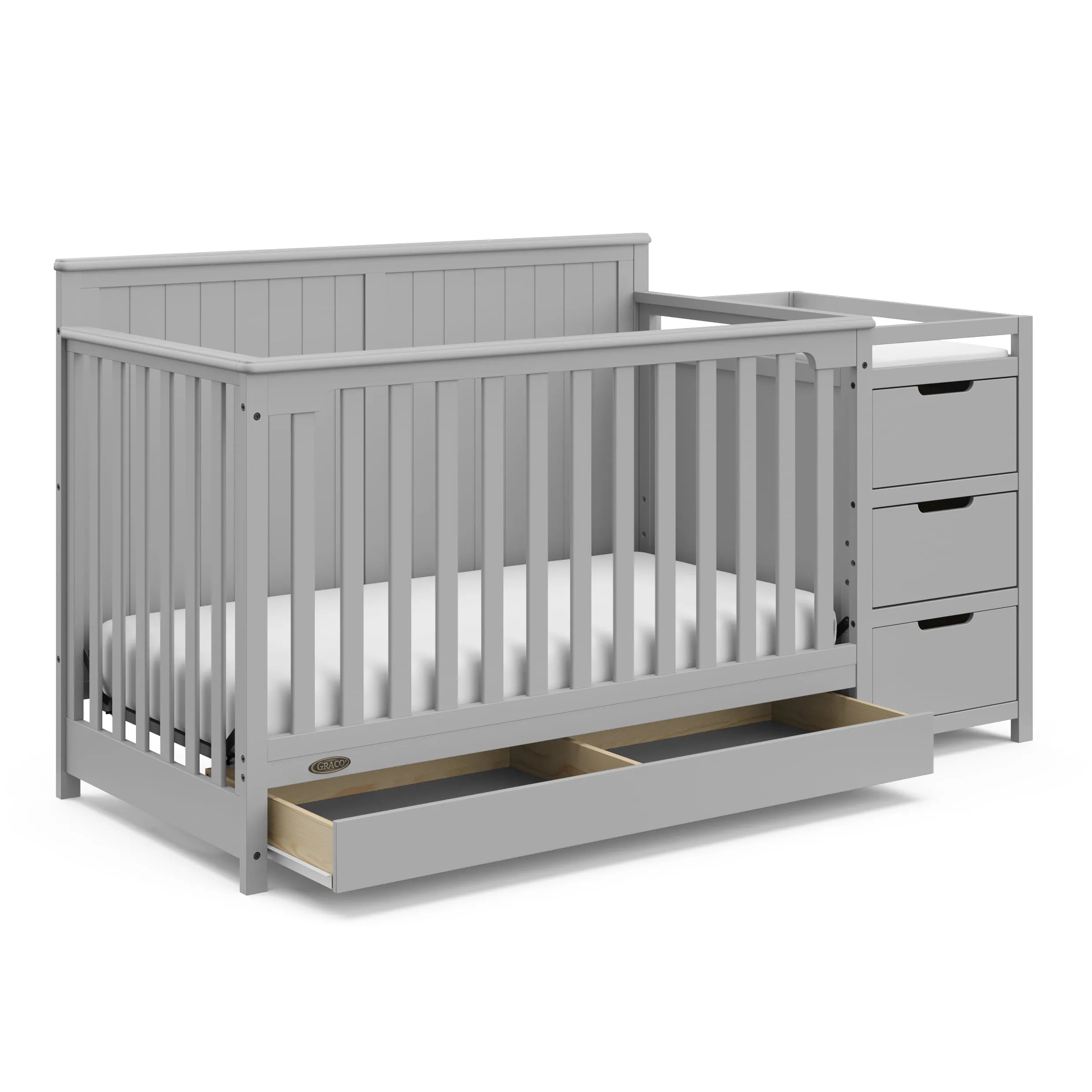 Graco Hadley 5-in-1 Convertible Crib and Changer with Drawer Pebble G