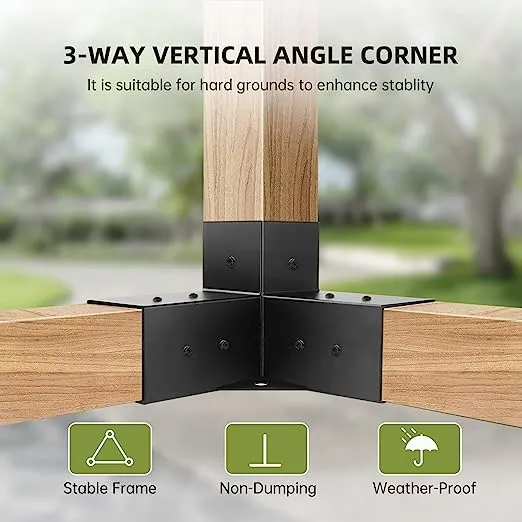 Grehitk Pergola Kit with Brackets 3-Way Right Angle Corner Bracket Woodworks DIY Post Base Kit, Wooden Beams for Gazebos, Patio Pergolas, Log Cabin Outdoor Pergola Hardware for 4x4 Lumber