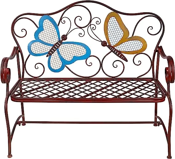 Alpine Corporation Outdoor Benches 39&#034;X23&#034;X45&#034; Outdoor 2-Person Butterfly Garden