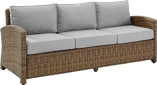 Bradenton Outdoor Wicker Sofa - Gray/Weathered Brown - Crosley