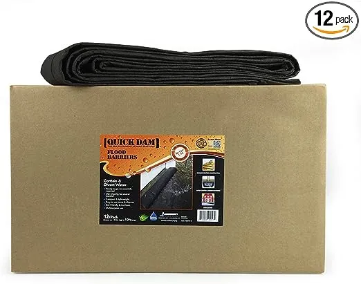 Quick Dam QD610-12 Water-Activated Flood Barrier-10 Feet-12/Pack, 12 Pack, Black, 12 Count