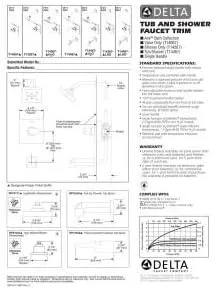 Delta Faucet Ara 14 Series Single-Function Shower Handle Valve Trim Kit, Chrome T14067 (Valve Not Included), 6.50 x 6.50 x 3.00 inches