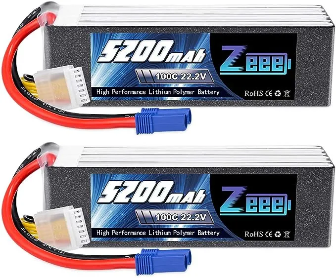 2x Zeee 22.2V 100C 5200mAh 6S LiPo Battery EC5 for RC Car Truck Boat Helicopter