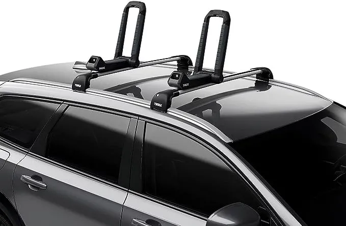 Thule Hull-a-Port Aero Rooftop Kayak Rack - Carries 1 Kayak - Anti-Theft Design - Foldable Design - Rubber Padding mounting Surface - Easy Strap Management - 75lb Weight Capacity