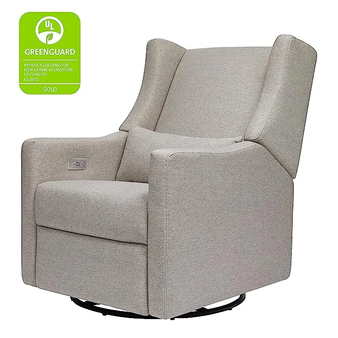 Babyletto Kiwi Electronic Recliner and Swivel Glider with USB Port Performance Grey Eco-Weave