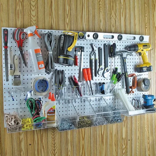 Azar Displays 900988-WHT 125-Piece Pegboard Organizer Kit (2 - 24"x24"