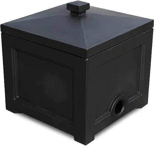 Mayne Fairfield Garden Hose Bin - Black - 17in L x 17in W x 18in H - Holds up to 100 ft. of standard garden hose (5858-B)