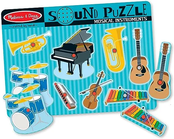 Melissa & Doug Musical Instruments Sound Puzzle - Wooden Peg Puzzle (8 pcs)