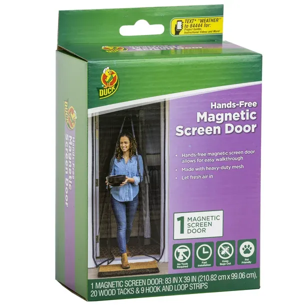 Duck Brand 86 in. x 39 in. Hands-Free Magnetic Mesh Screen Door