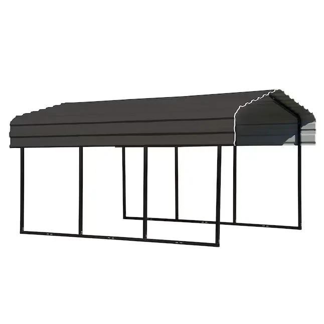 Arrow 10-ft W x 15-ft L x 7-ft H Charcoal Metal Carport Lowes.com